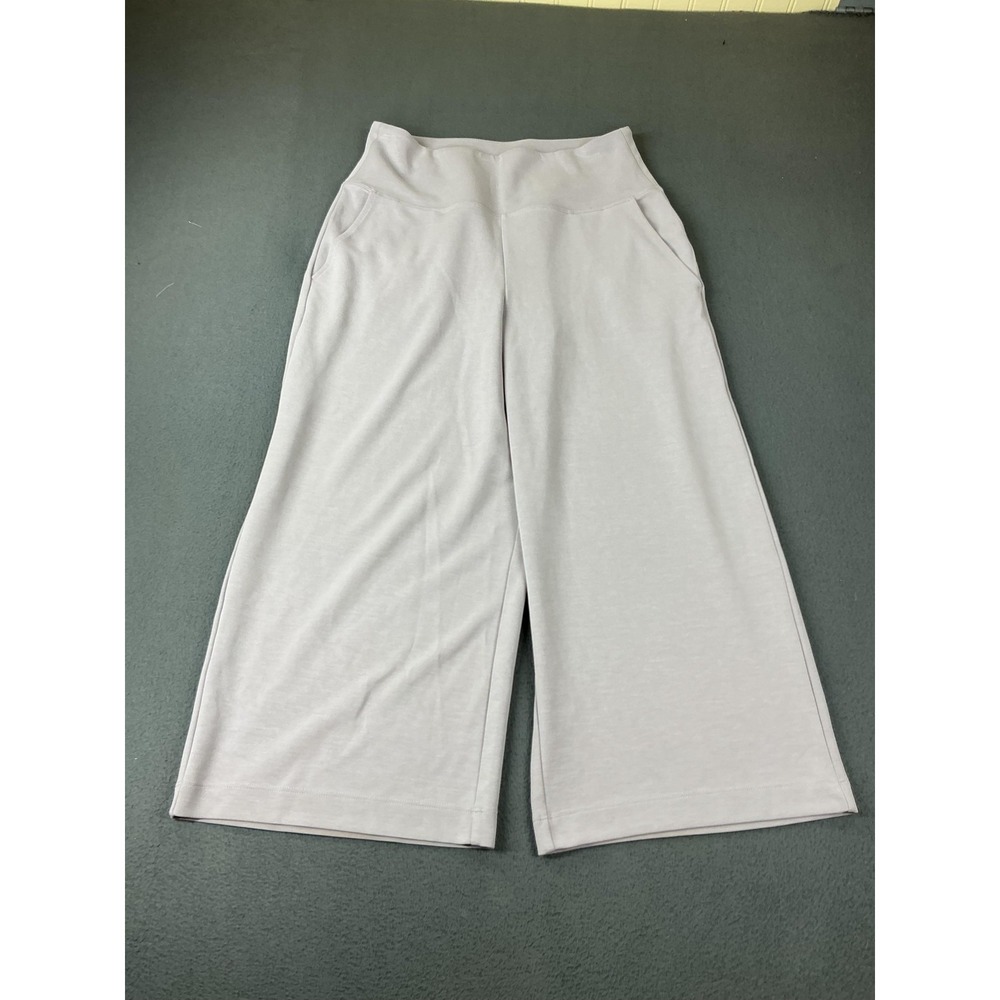Athleta SeaSoft Wide Crop Pants Womens M Gray Wide-Leg Pockets Pull On